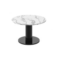 HUBERTUS - SOLO MINI Ława 80 | Marble white połysk | Czarny połysk