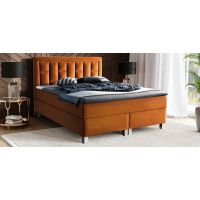 PMW - MATI Łóżko kontynentalne z pojemnikiem | 160x200 | Wysokość zagłówka 120 cm | Materac Komfort | Topper HR