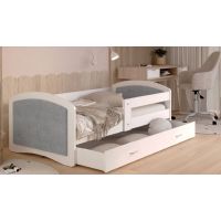 AJK meble - MEGI Tapicerowane Łóżko parterowe 1-osobowe z szufladą 160x80cm