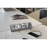 FORMAT - SKLEP - CORNER DESK Mediaport CD1GB1RJ1HD | 1 x 230V | 1 x RJ45 kat 6 UTP | 1 x HDMI | 3 Moduły | Srebrny mat