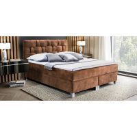 PMW - NAOMI Łóżko kontynentalne z pojemnikiem | 160x200 | Wysokość zagłówka 140 cm | Materac Komfort | Topper HR