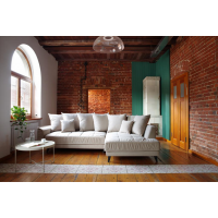 Morel Meble - FLAM Narożnik 290 z funkcją spaniai pojemnikiem i otomaną z oparciem