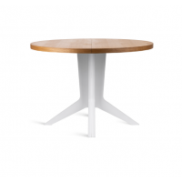 HALEX - OSLO X Stół buk | Średnica 110+4x50 wkładka | Cały Biały gładki