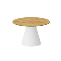 HUBERTUS - PINETO MINI LAMI Ława 80 | Blat Dąb Słoneczny | Noga Biały połysk