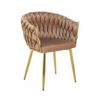 FURNITEX - K7-FX (G) Krzesło | Velvet | Riviera 24 cappuccino | Nogi złoty