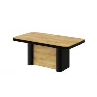 HUBERTUS - PORTOFINO LAMI Stół 160-412x100 | Blat Dąb Słoneczny | Nogi Czarny połysk | Dąb Słoneczny