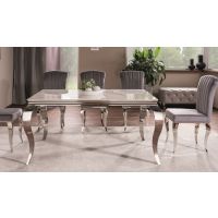 SIGNAL - PRINCE CERAMIC Stół 180x90x75 | Biały CALACATTA | Chrom