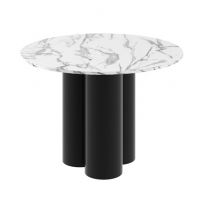HUBERTUS - RAVEO Stół | Marble white połysk | Czarny połysk
