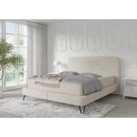 MPF MEBLE POLSKIE FIJAŁEK - RICAMO Łóżko Kontynentalne | z materacem | Haftowane wezgłowie 140x200