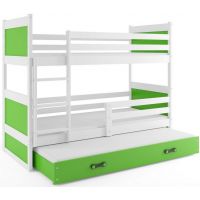 BMS - RICO Łóżko piętrowe 3-osobowe 90x200 cm / Rama kolor: Biały