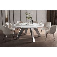 HUBERTUS - GLAMOUR ROTANTE Stół 160 | Biały mat | Chrom