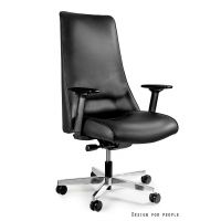 UNIQUE MEBLE - SAIL FOTEL OBROTOWY S499-HL-4 | SKÓRA NATURALNA CZARNA