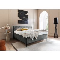 MC AKCENT - SARNIA Łóżko z pojemnikiem 140x200 | Tkanina szara 4301 | SAR14013