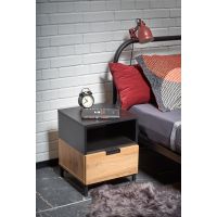 HALMAR - SILVIA Szafka nocna | dąb wotan-czarny | z PL