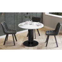 HUBERTUS - SOLO LUX Stół 100-144 | Biały połysk | Czarny połysk | Czarny połysk