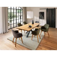 MC AKCENT - DEBA Stół drewniany 200x100 | Obrzeże ciosane | Stelaż pająk | DE20SPGW | DETGSSXL