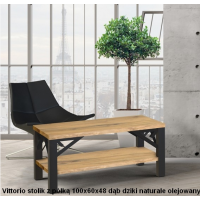 ORTUS - VITTORIO Orzech Stolik z półką | Lite drewno | Grubość blatu 3 cm