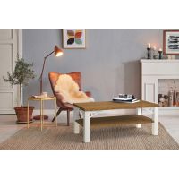 ORTUS - VITTORIO Jesion Stolik z półką | Blat obłogowany | Grubość blatu 4 cm