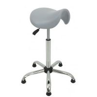 MAZUR KRZESŁA - SIODŁO Taboret Chrom | Wysoki | Poliuretan | Na Stopkach