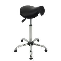 MAZUR KRZESŁA - SIODŁO Taboret Chrom | Wysoki | Poliuretan | Podnóżek | Na Stopkach