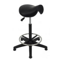 MAZUR KRZESŁA - SIODŁO Taboret Black | Wysoki | Poliuretan | Podnóżek | Na Stopkach