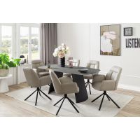 MC AKCENT - TOBELO Stół 180x90x76 | Marmur antracyt | Stelaż czarny | TB18SMAM