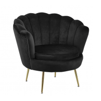 FURNITEX - LC-032-1 Fotel | Velvet | Czarny | Nogi złote