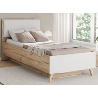 Forte - VANKKA VNKL4092-C338 Łóżko z podnosz. wkł. | Deska Dębowa/Biały