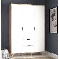 Forte - VANKKA FINVNKS831-L25 Szafa 140 cm z szufladami | Deska Dębowa/Biały