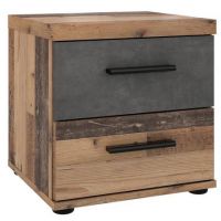 Forte - WINNIE Szafka nocna WNK08-C754 | old-wood vintage i beton ciemnoszary