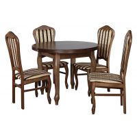 Meblarz - ZESTAW | Stół Okrągły | Nogi ludwik | 100+40 | 4 x Krzesło Natalia